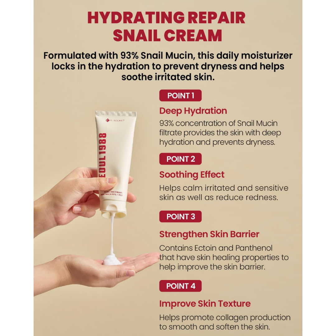 Seoul 1988 Cream : Snail Mucin 93% + Rice