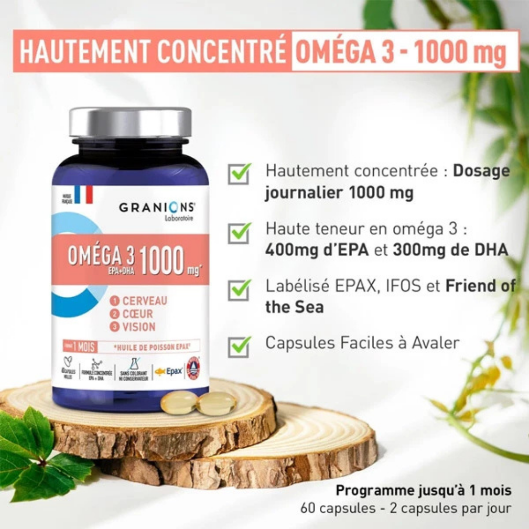 Oméga 3 1000 mg Cerveau Cœur & Vision