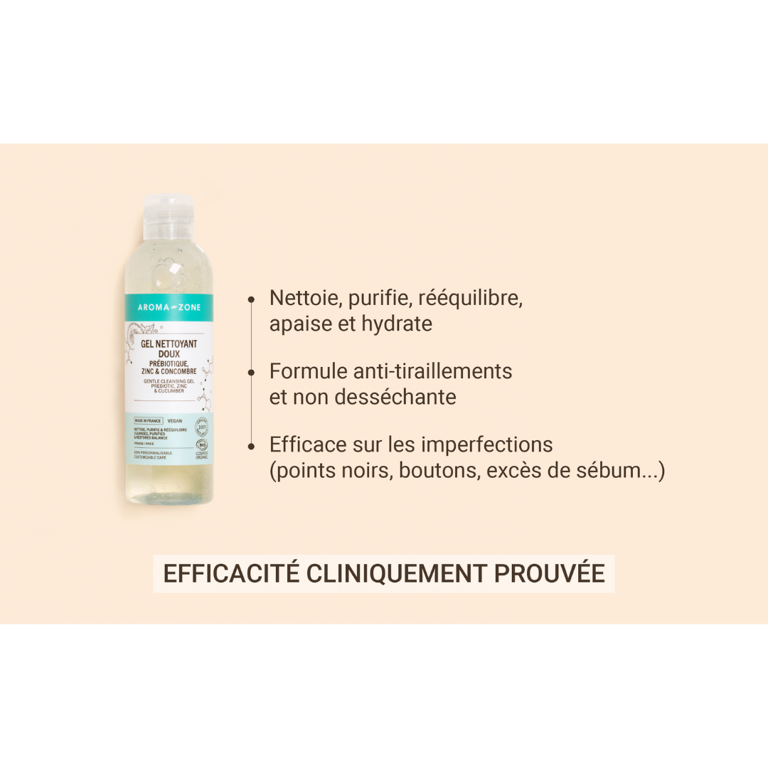Gel nettoyant doux Prébiotique, Zinc &amp; Concombre