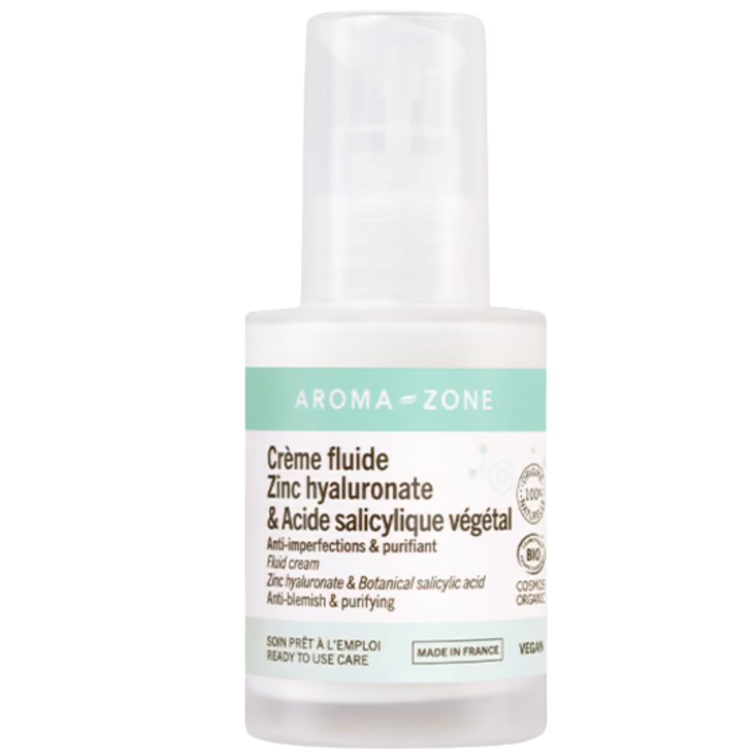 Crème Fluide Zinc Hyaluronate &amp; Acide Salicylique Végétal