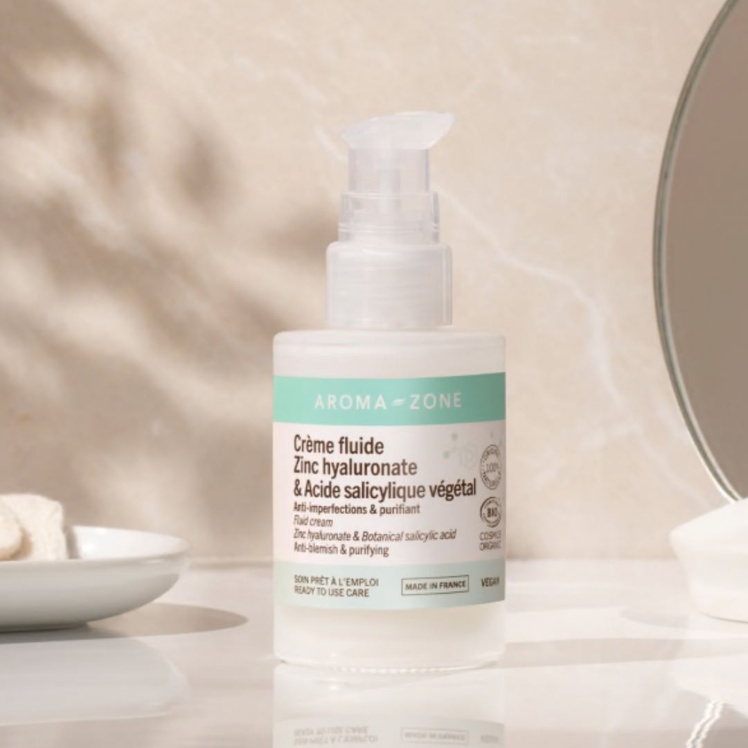 Crème Fluide Zinc Hyaluronate &amp; Acide Salicylique Végétal