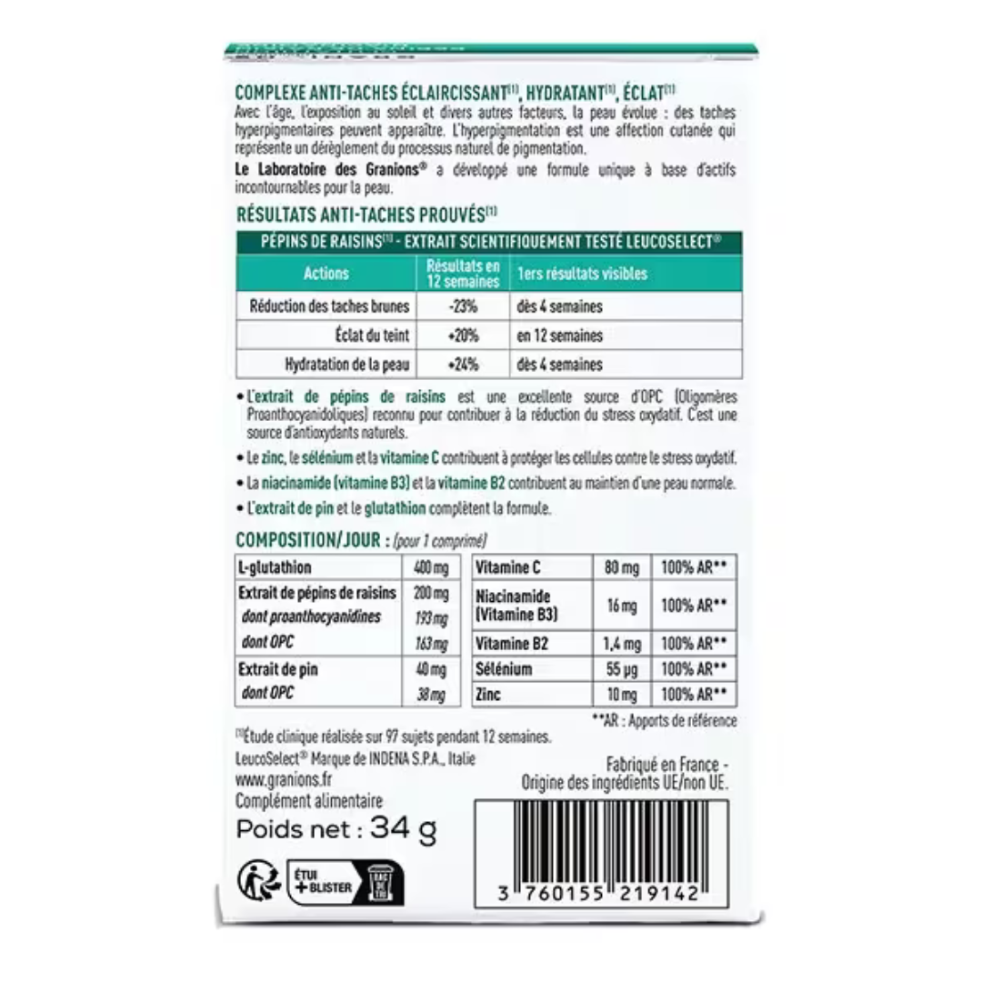glutathion comprims eclaircissant rduit anti-tches hydratant est un complment alimentaire Complexe anti-taches au Glutathion